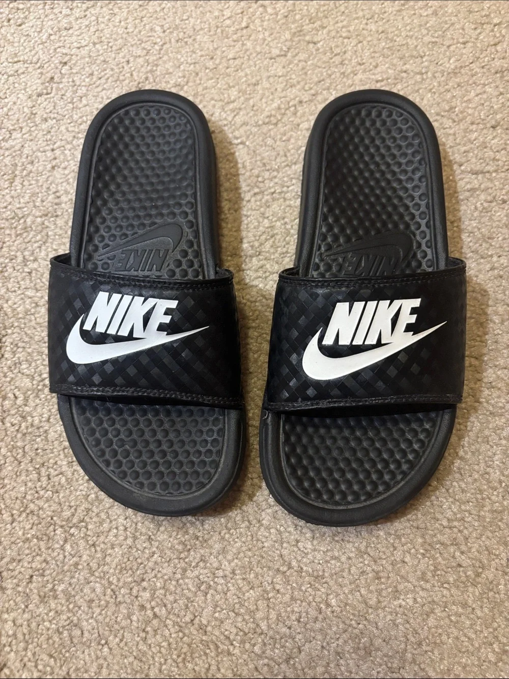 Nike Black Slide Sandals with White Logo